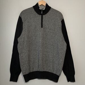 Joseph Jos A Bank Sweater  Mens Size Large Gray 1/4 Zip Cashmere Business Casual